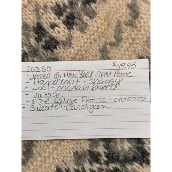 Jones‎ New York Womens Cardigan Sz L Petite Ivory Gray Hand Knit Wool Blended - Picture 11 of 11